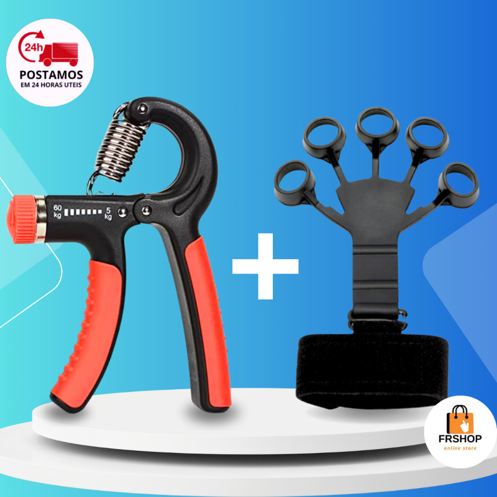 Kit Hand Grip de Dedo + Flexor de Punho Ajustável Fisioterapia Exercício para Mãos