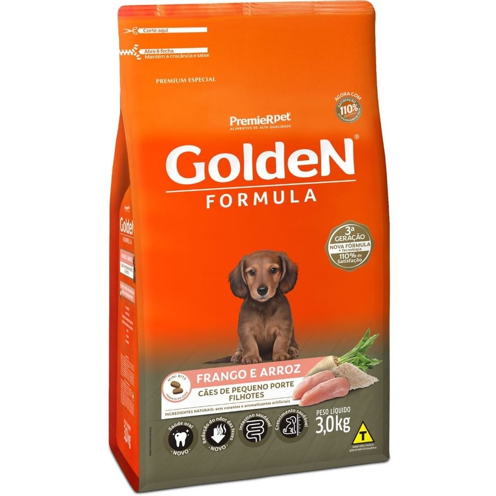 Ração Golden para Cães Filhotes de Raças Pequenas Frango Arroz 3kg em Oferta na Shopee
