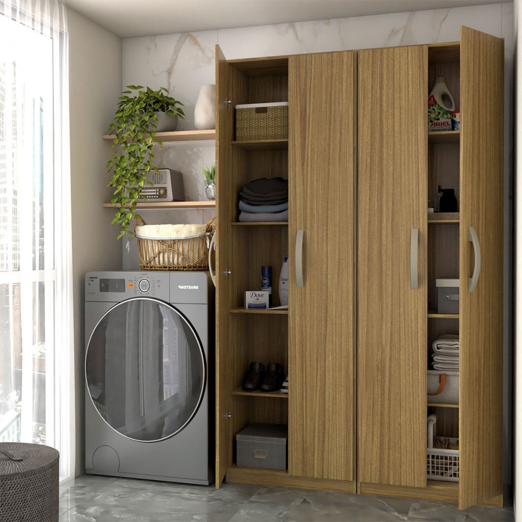 Lavanderia Completa Andorra 4 Portas 8 Prateleiras - Panorama Móveis em Oferta na Shopee