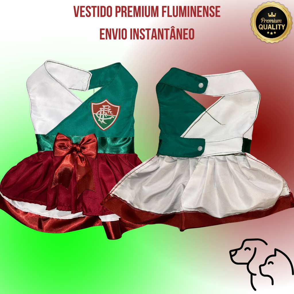 Roupa Pet Fluminense Fantasia Camisa Time Tricolor Cachorro Gato - Todos os Tamanhos P ao GG