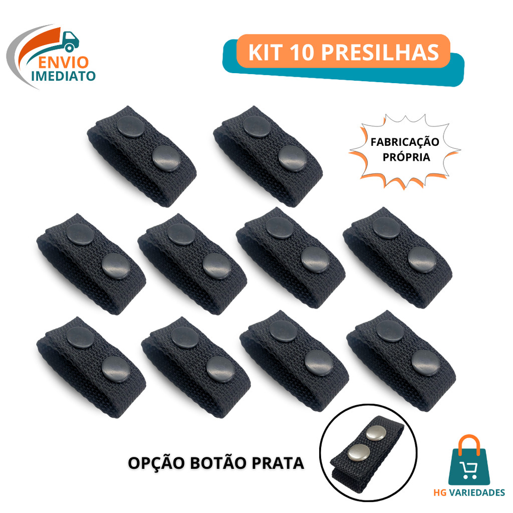 Kit 10 Presilha De Nylon Para Cinturão Guarnição Cinto Tático Com Botão Preto Ou Niquelado em Oferta na Shopee