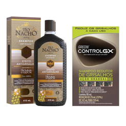 KIT SHAMPOO ANTIGRISALHO TIO NACHO + SHAMPOO REDUTOR DE GRISALHOS CONTROL GX GRECIN - 2 Itens