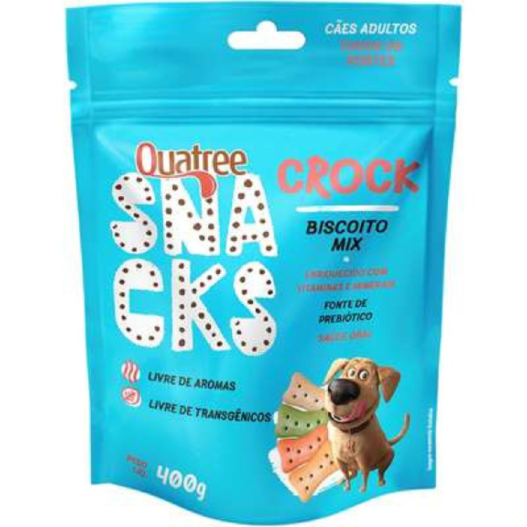 Quatree Snacks Crock Biscoito Mix Pra Cães Adultos 400g em Oferta na Shopee