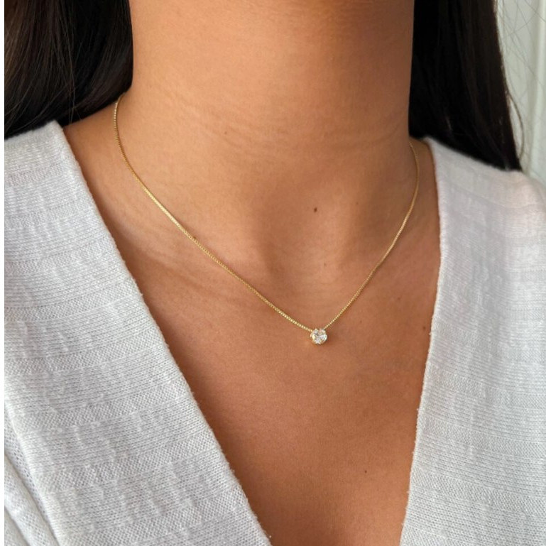 Colar Feminino com Zircônia Folheado a Ouro 18K