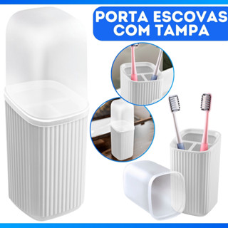 Porta Escova Dental De Pia Plástico Quadrado Com Tampa Moderno Luxo Banheiro Material Reforçado em Oferta na Shopee