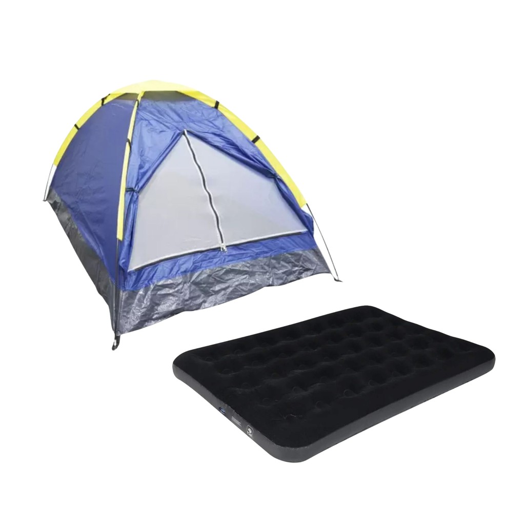 Barraca Camping Iglu Acampamento 2 Pessoas + Colchão Inflável Casal Comfort até 300Kg