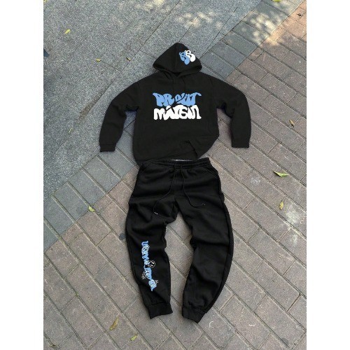 Conjunto Esportivo Casual de Moletom com Capuz e Calça  Estampado de Letra para o  Inverno, lançamento moda urbana