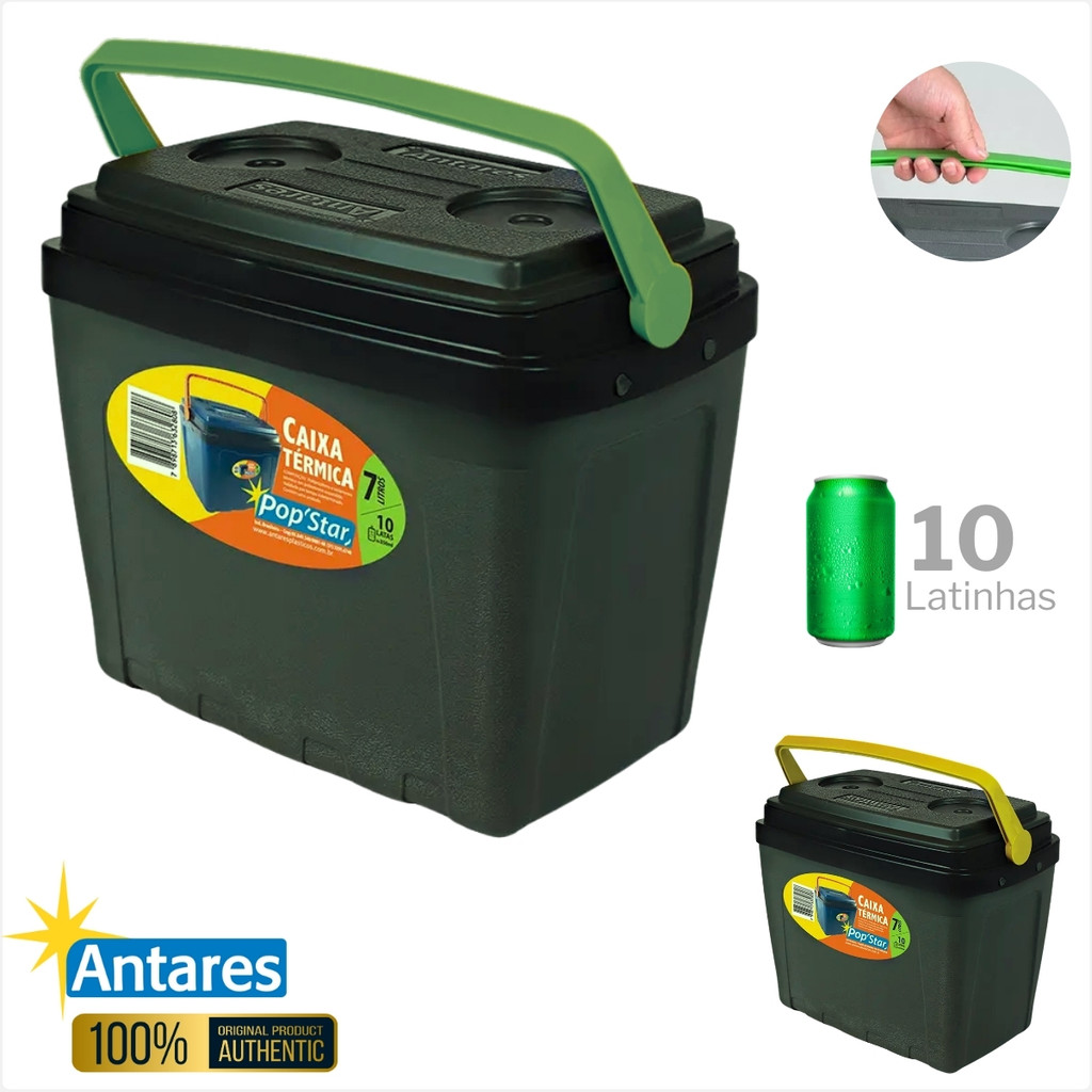 Caixa Térmica 7 Litros/10 Latas Cooler Antares PopStar Com Alça
