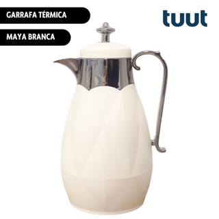 Garrafa Térmica Maya 1 Litro Branca Pressão Café Chá Tuut em Oferta na Shopee