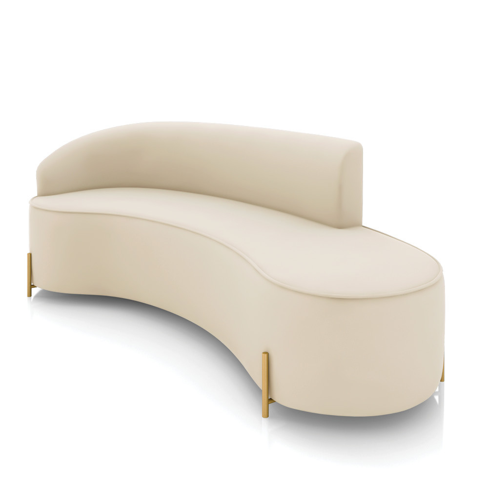 Sofá 4 Lugares Orgânico 220cm Pé Dourado Morgan Veludo D03 - D'Rossi