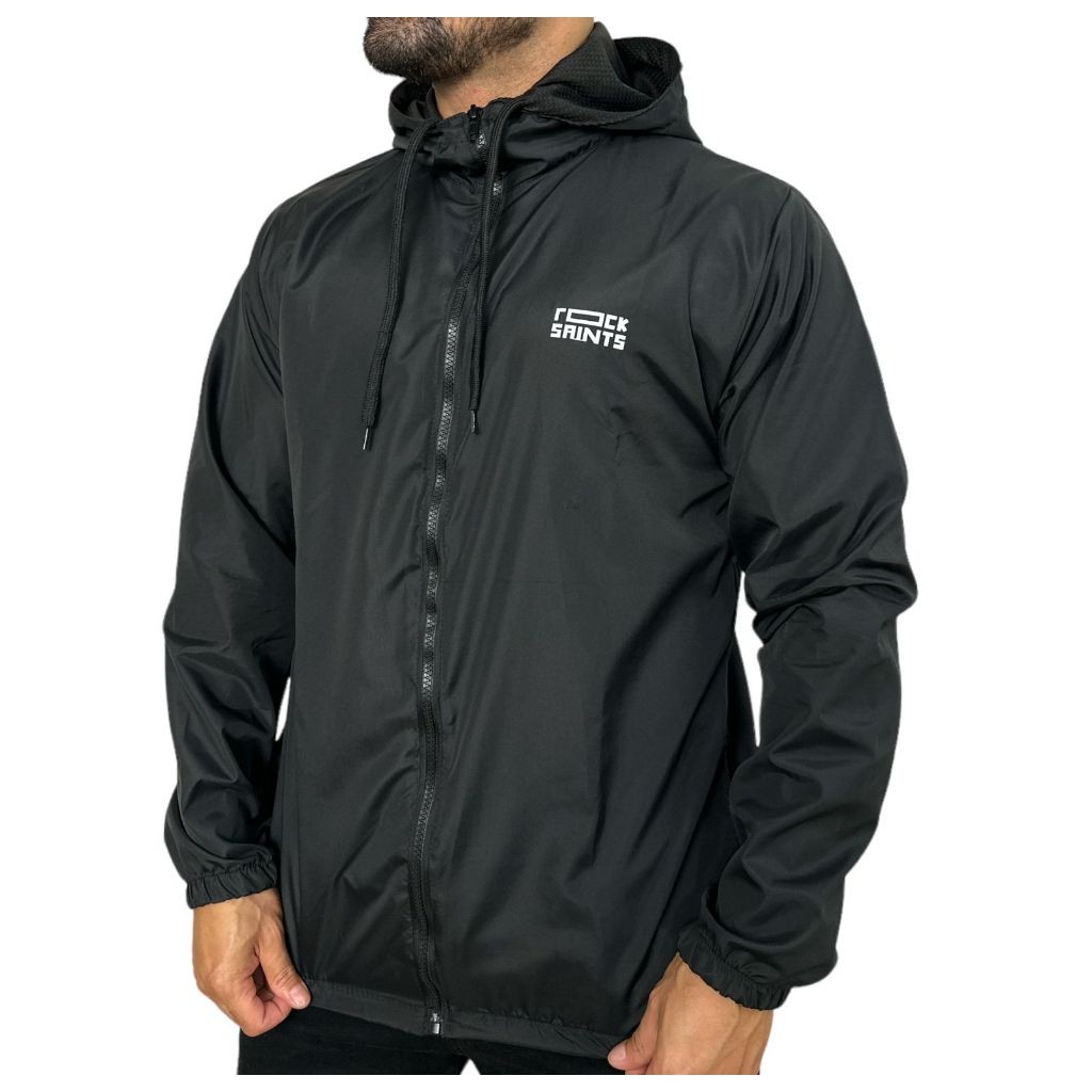 Corta Vento Masculina Impermeável Semi Forrada PRETO Rock Saints ACADEMIA