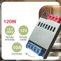 Fonte Chaveada Mini Slim 12v 10a 120w Bivolt Led Eletrônicos