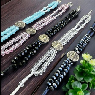 Terço de Pulso Cristal Diversas Cores Pulseira Novidade em Oferta na Shopee