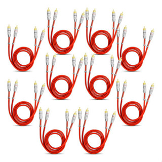 KIT 10 CABO RCA BLINDADO VERMELHO 1M E-TECH PARA SOM AUTOMOTIVO em Oferta na Shopee