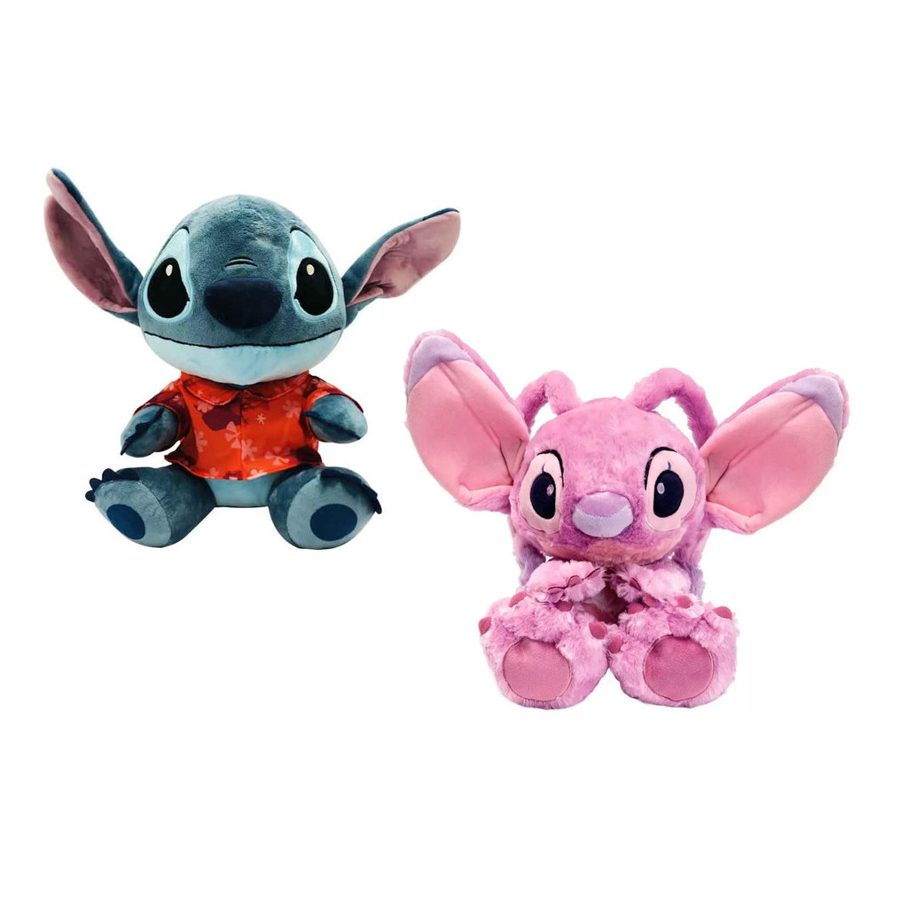Kit Pelúcias Stitch Havaiano 33cm e Angel Big Feet 30cm Antialérgicos Lilo & Stich Disney - Fun