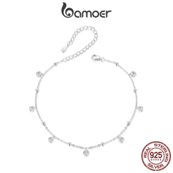 Bamoer 925 Sterling Sliver Anklet Pulseira De Fita De Tornozeleira Dazzling Zirconia Design Jóias Presentes Para Mulheres