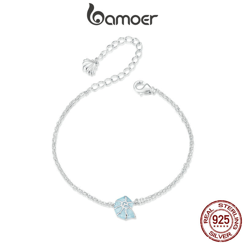 Bamoer Pulseira Prata 925 Concha Azul Presente Diário​ em Oferta na Shopee