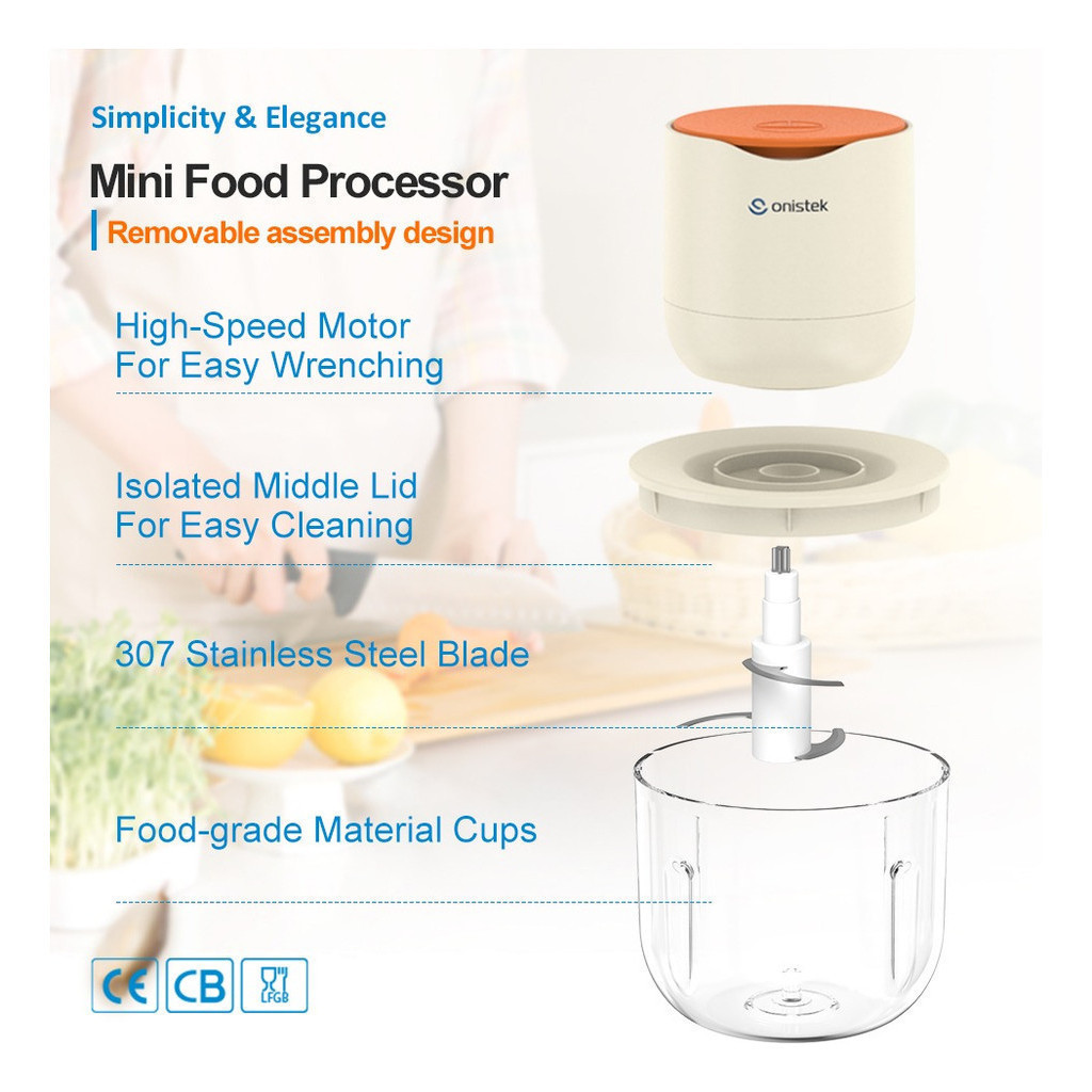 Mini Food Processador 100w 380ml Onistek Top Qualidade