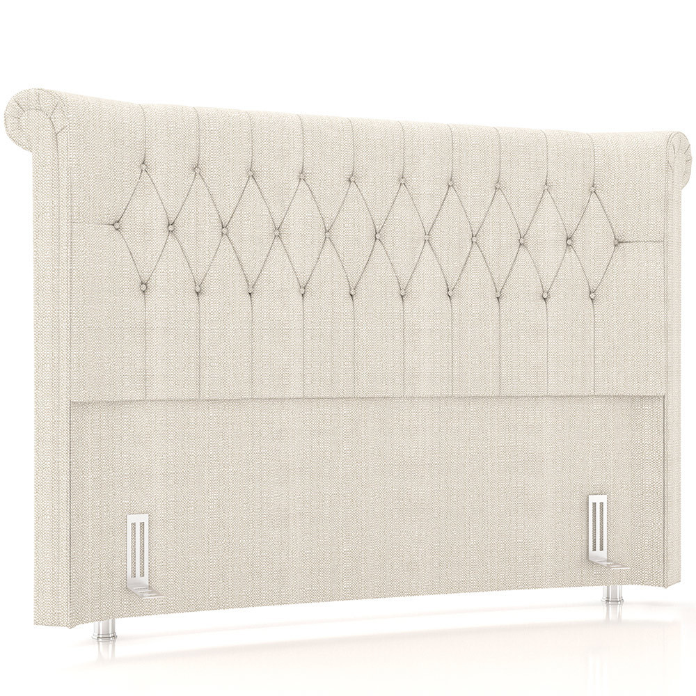 Cabeceira Cama Box Casal 140cm Estofada Meora P05 Linho Creme - Lyam Decor
