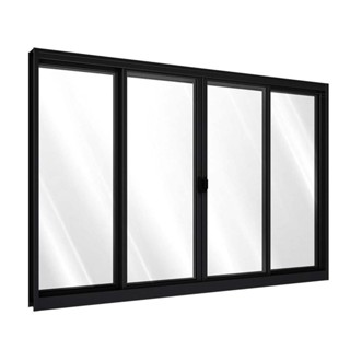 Janela de Correr Central Alumínio 4 Folhas 100x150cm Preto Riobras Central Preto em Oferta na Shopee