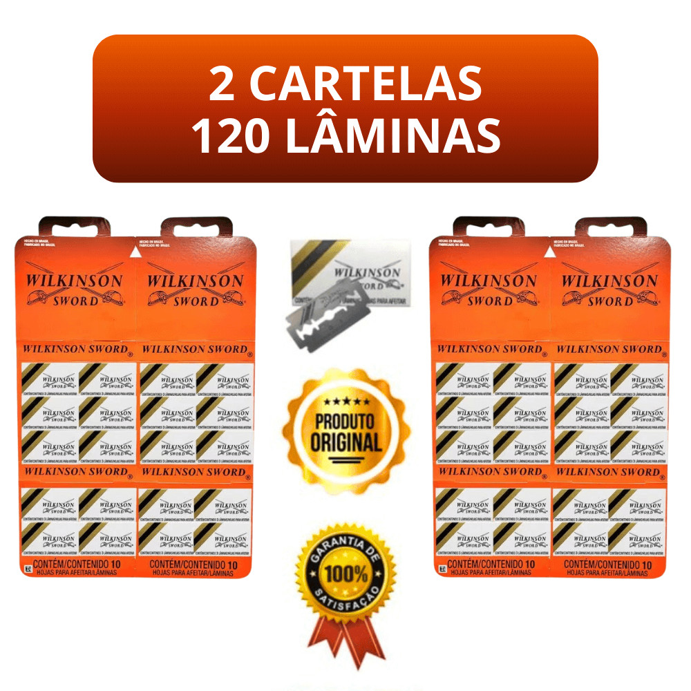 Cartela lâmina Wilkson Original - 20x3 lâminas Kit com 2 cartelas (120 lâminas)