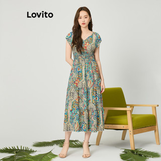 Lovito Vestido Boho Tribal Estampado Para Mulheres LNL50025