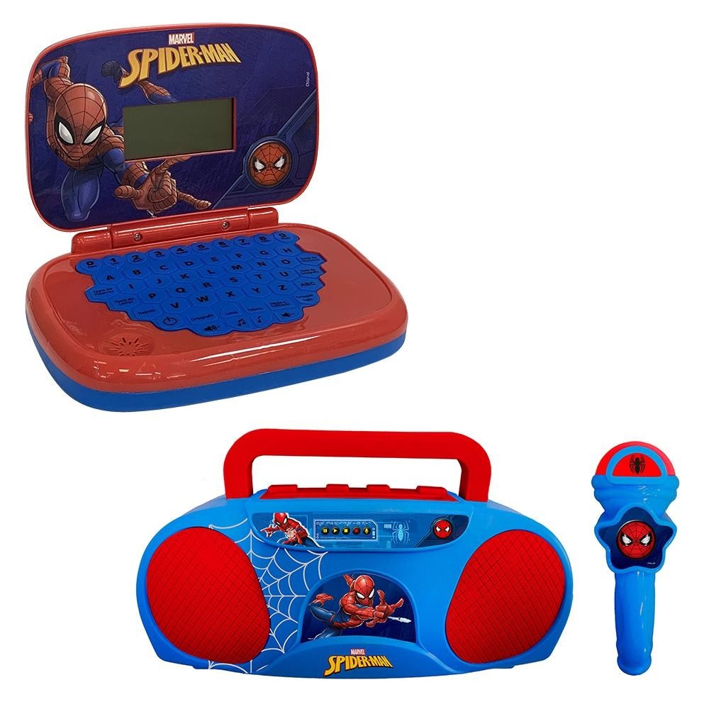 Kit Laptop Spider-Man + Boombox Karaoke - Homem Aranha em Oferta na Shopee