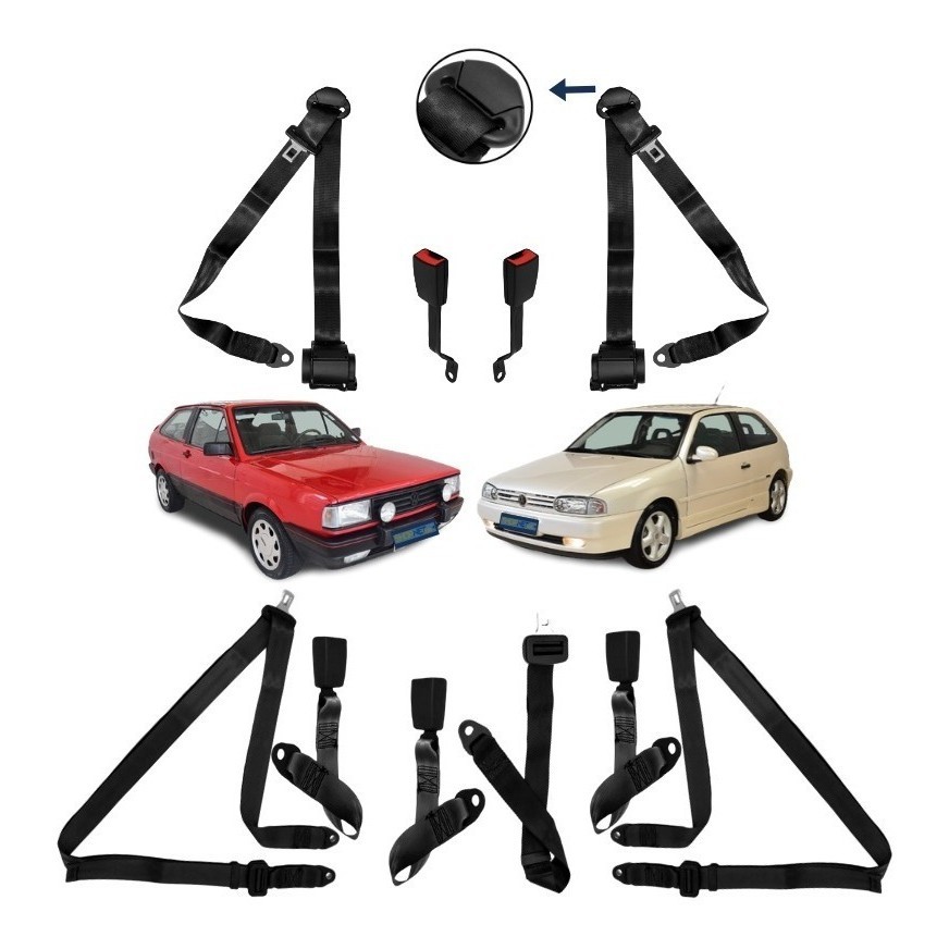 Cinto Segurança E Fecho Vw Gol 80 A 96 Kit Completo 5 Bancos