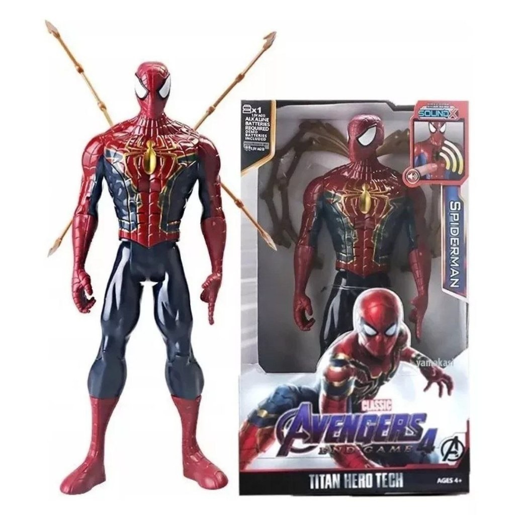 Boneco Homem-aranha Homem de Ferro Thor Hulk 30cm Garras Marvel DC Com Som