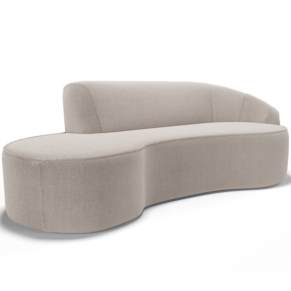 Sofá 3 Lugares Curvo Sala de Estar Living Firenze Direito D02 Bouclê Creme 180 cm C-54 - Lyam - Home & Living