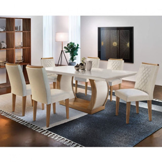 Conjunto Sala de Jantar Mesa Milena 180 com 6 cadeiras Milena Rufato em Oferta na Shopee