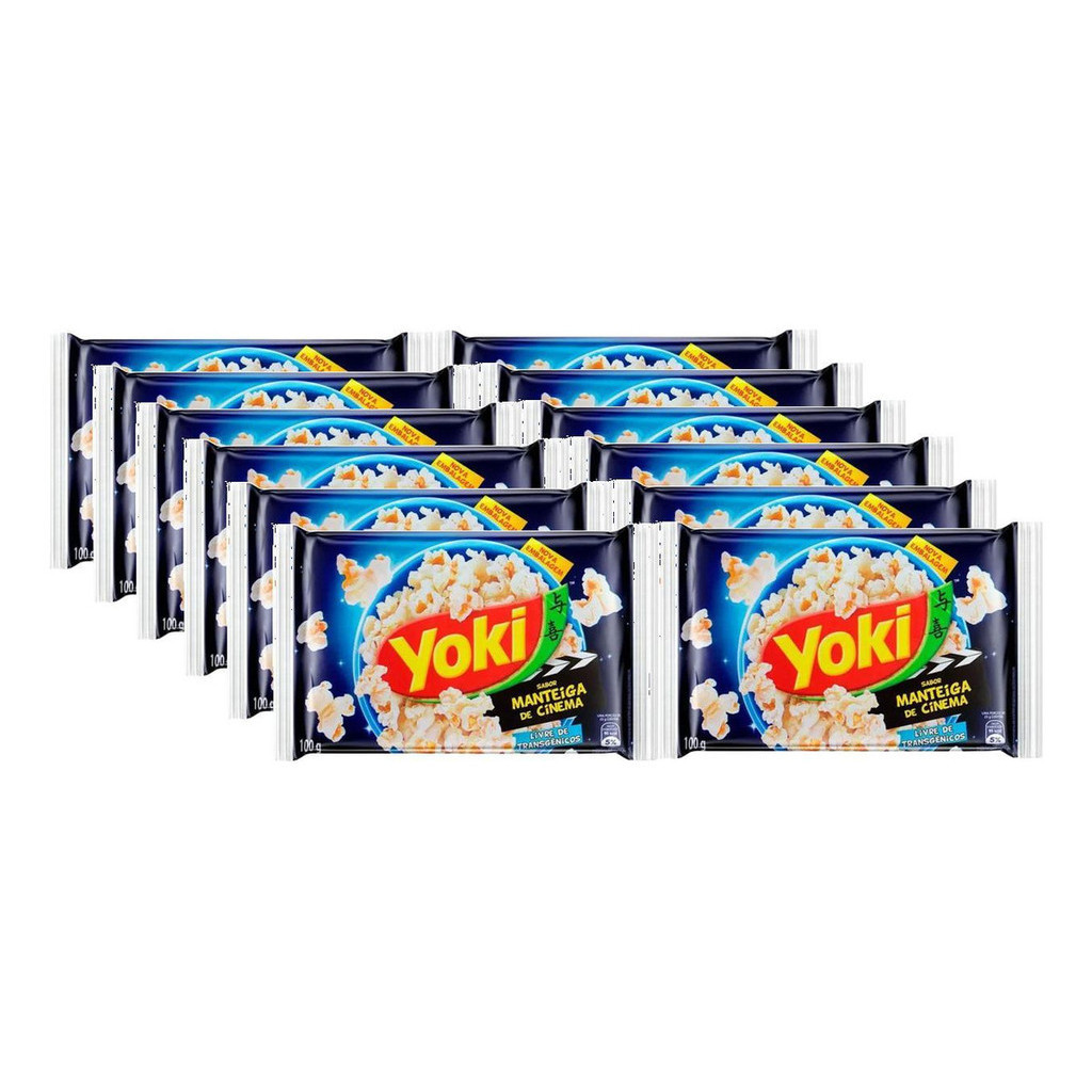 12 Pipoca Para Microondas Manteiga De Cinema Yoki 100g