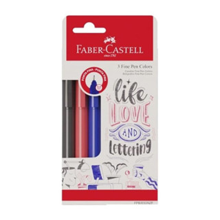 Kit Caneta Fine Pen Hidrográfica Faber Castell 0.4mm Azul Vermelho Preto Ponta Porosa 3 Un em Oferta na Shopee