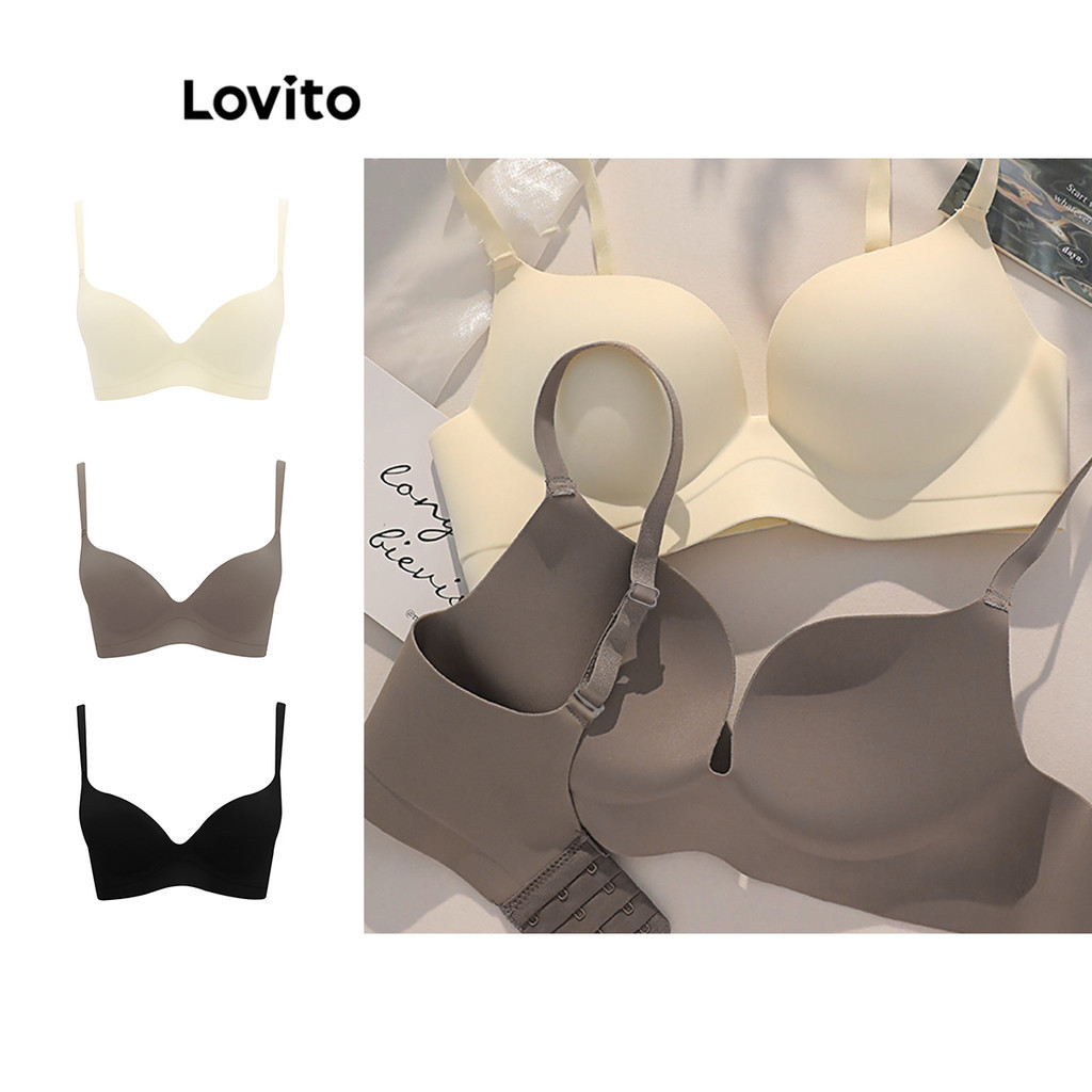 Lovito Casual Bralette Feminino Liso Básico LNE29182 (Multicolorido)