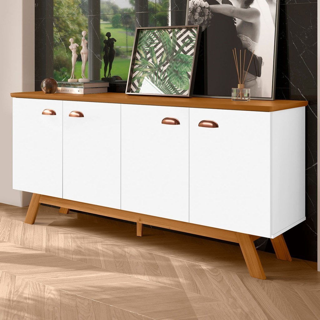 Balcão Buffet Atlanta 4 Portas Branco/Nature - Tebarrot em Oferta na Shopee