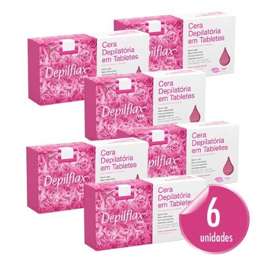 Kit Com 06 Ceras Quente Depilatórias Depilflax Rosa 1kg