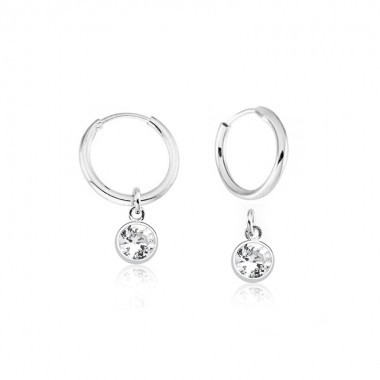 Argola de Prata 925 Com Pingente Redondo Zircônia em Oferta na Shopee