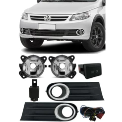 Kit Farol de Milha Neblina Vw Gol Voyage Saveiro G5 2009 2010 2011 2012 2013 - Botão Modelo painel- Moldura Cromada
