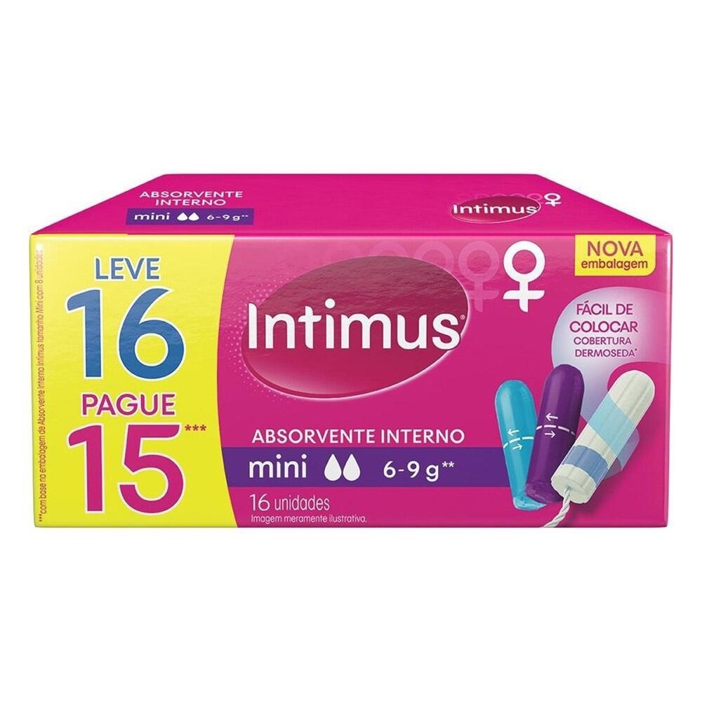 Absorvente Interno Intimus Mini Leve 16 Pague 15 em Oferta na Shopee