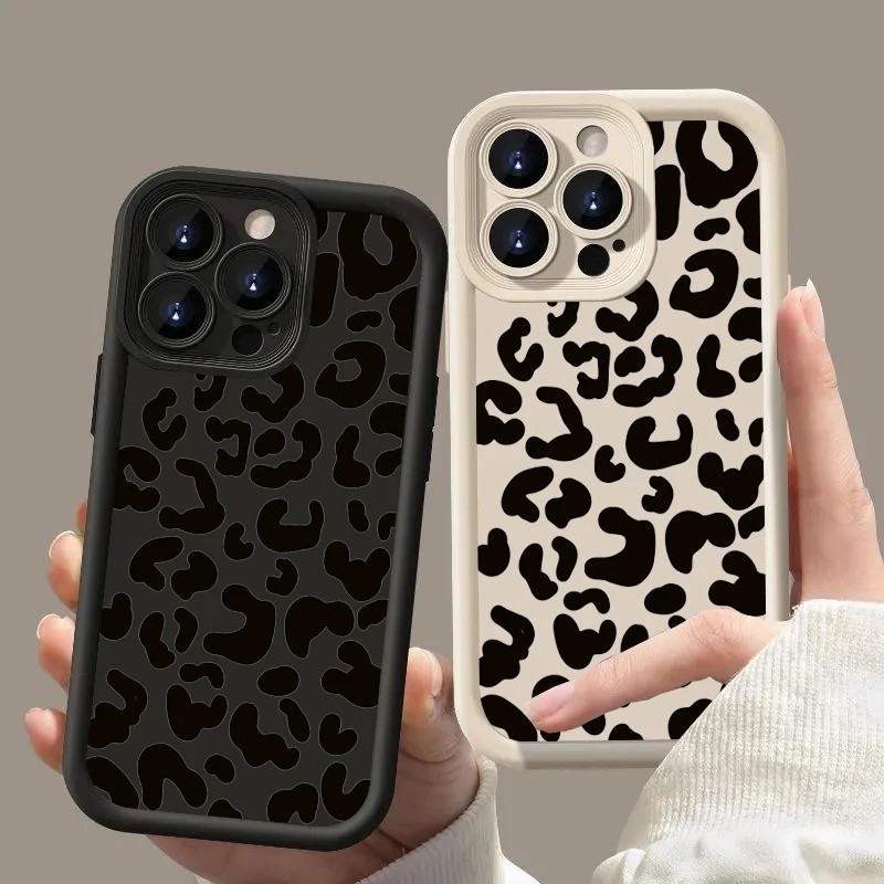 Capa De Silicone Líquido À Prova De Choque Para Samsung Galaxy A14 A35 A55 A34 A15 A54 A32 A05 A05S A13 A23 A33 A53 A73 A51 A52 A52S A72 Pontos De Impressão Leopardo Da Moda