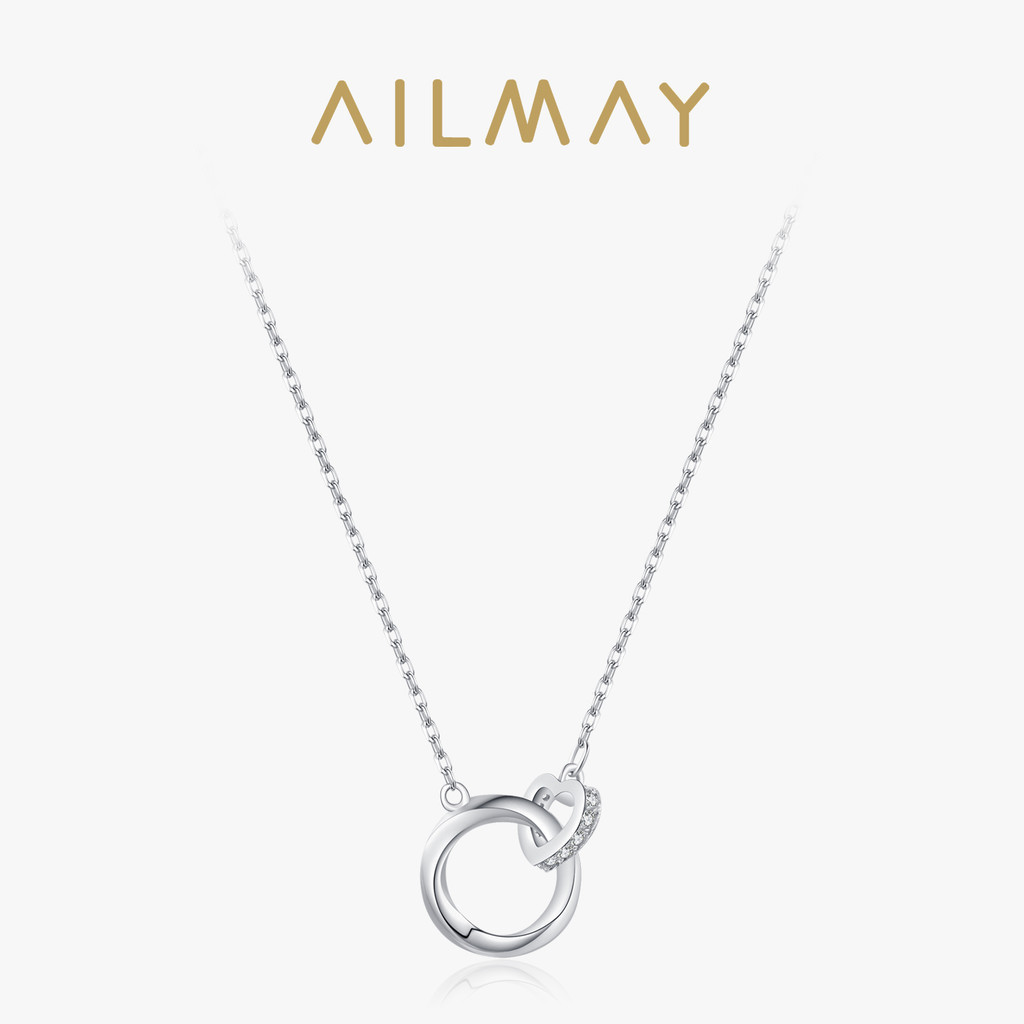 Ailmay 925 Sterling Silver Sparkling Clear CZ Romantic Heart Lock Design Colar Pingente Para Mulheres Jóias Finas Presente De Casamento