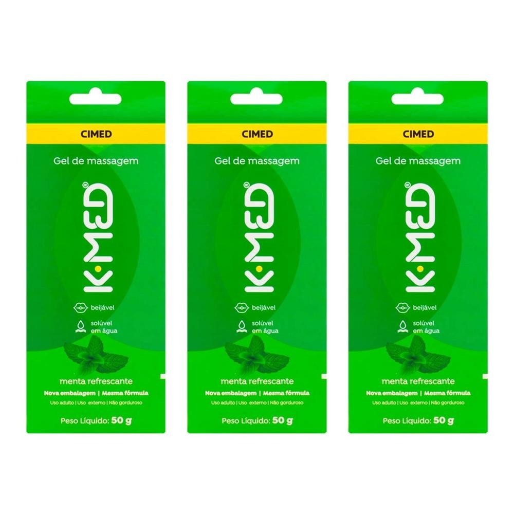 Kit c/3 Lubrificante Intimo K-Med Gel Menta Refrescante 50g - Health