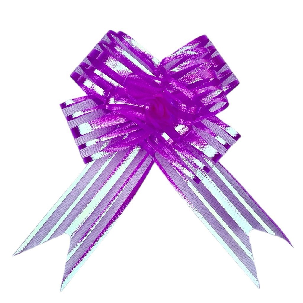 100 LAÇOS FACIL P/ PRESENTE ORGANZA HOLOGRÁFICO ROSA GRANDE 3 CM X 47 CM (EX)