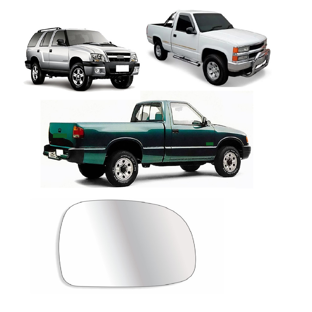 Lente Retrovisor S10 Silverado Blazer Com Base 1997 A 2011 Lado Esquerdo