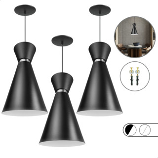 Kit 3 Luminária Lustre Pendente Berlim Pequim Dubai Em Alumínio De Teto Preto e Branco Balcão Bivolt em Oferta na Shopee