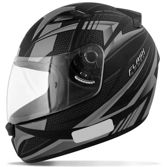 Capacete Ebf New Spark Flash Preto Fosco e Prata Tamanho 56 58 60 Masculino Feminino Fechado Integral