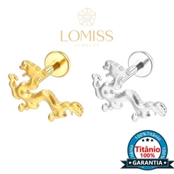 【LOMISS】Piercing Orelha Labret Titânio Pvd Dourado Dragão