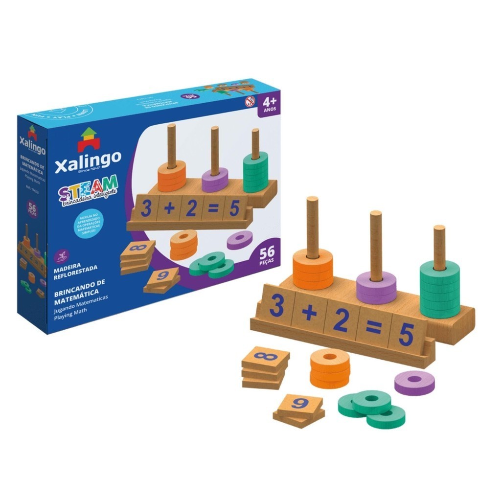 Steam Quebra-Cabeça Educativo Brincado Matemática p/ Crianças a Partir de 4 Anos Xalingo 17432
