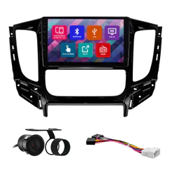 Kit Multimídia 9 Pol L200 Triton 2016 2017 18 19 20 2021 2022 2023 Espelhamento Android Ios 2 Din Black Piano Camera Ré