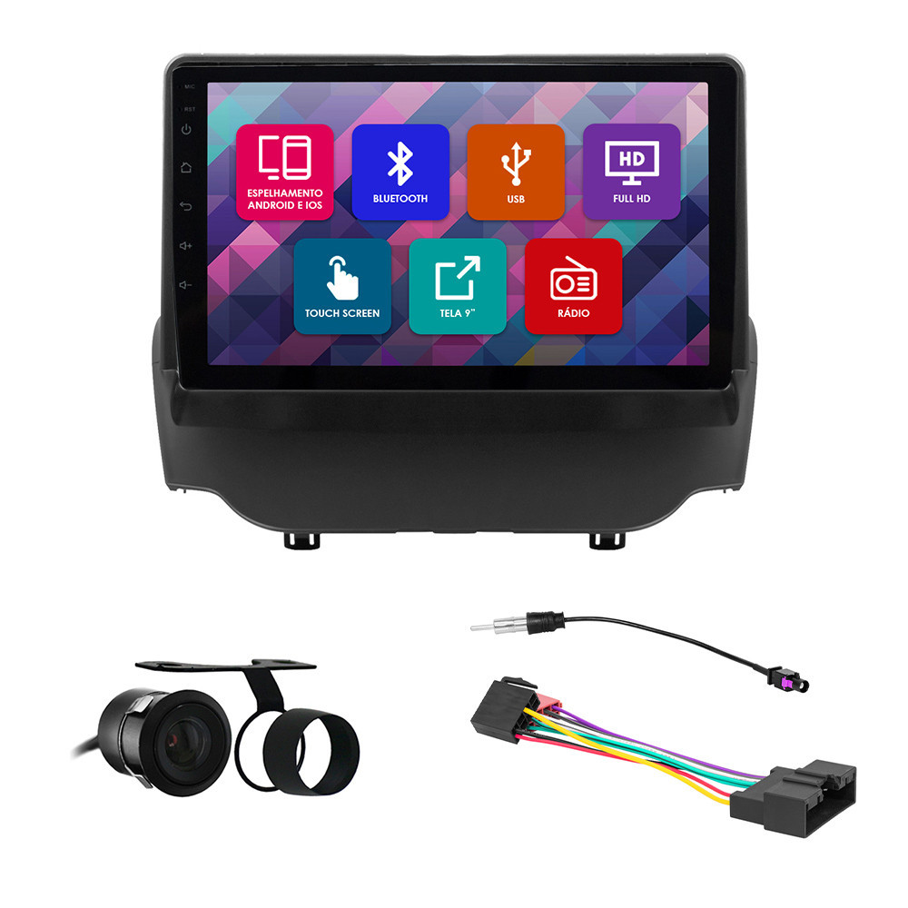 Kit Multimídia 9 Pol Ecosport 2013 2014 2015 2016 2017 Espelhamento Android Ios 2 Din Preto Camera Ré em Oferta na Shopee